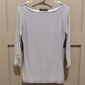 The Limited Black and White Striped Long Sleeve Top